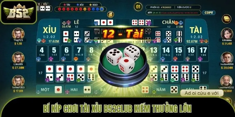 Bí kíp chơi Tài Xỉu B52club kiếm thưởng lớn